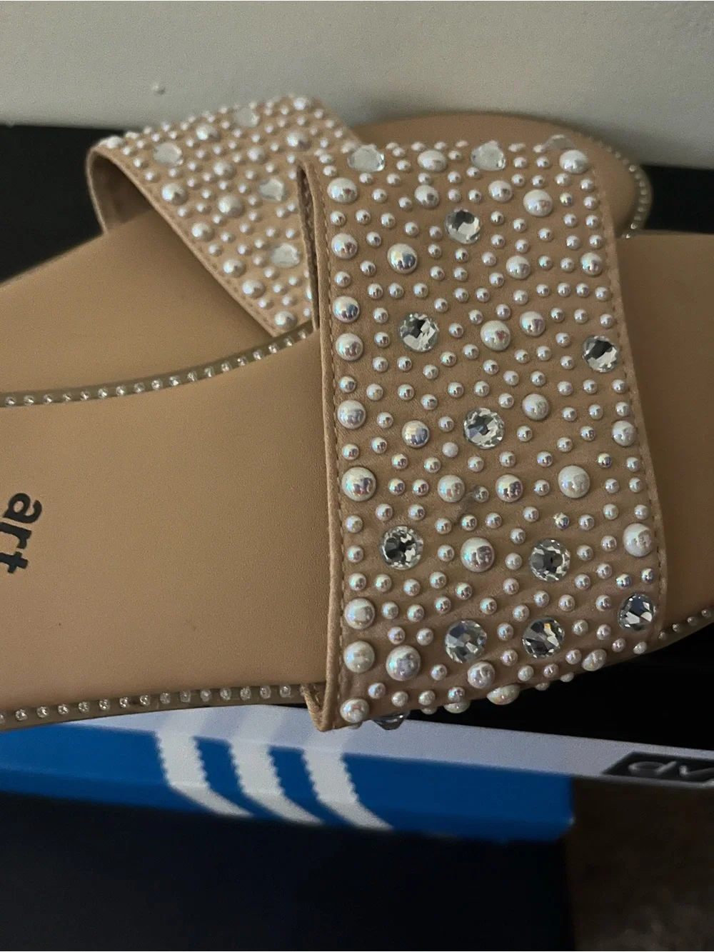 art class Nude Pearl & Crystal Slide Sandals